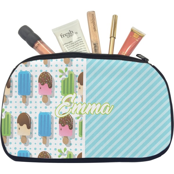 Custom Popsicles and Polka Dots Makeup / Cosmetic Bag - Medium (Personalized)