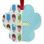 Popsicles and Polka Dots Metal Paw Ornament - Double Sided w/ Name or Text