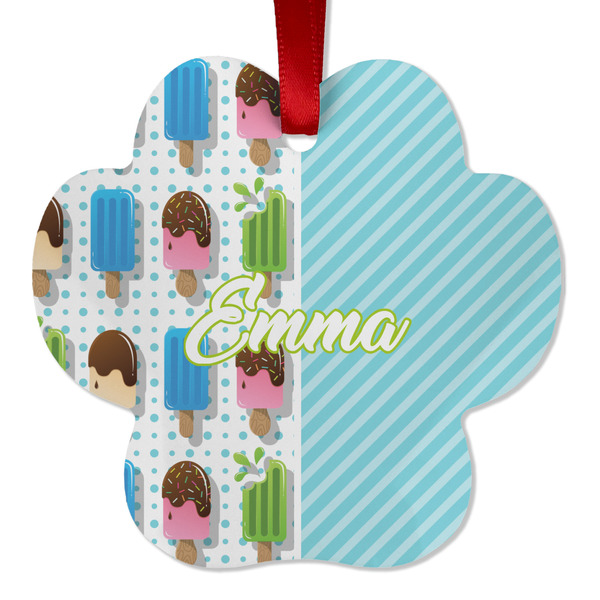 Custom Popsicles and Polka Dots Metal Paw Ornament - Double Sided w/ Name or Text