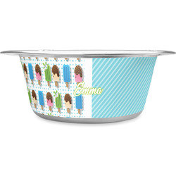 Popsicles and Polka Dots Stainless Steel Dog Bowl (Personalized)