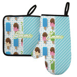 Popsicles and Polka Dots Left Oven Mitt & Pot Holder Set w/ Name or Text