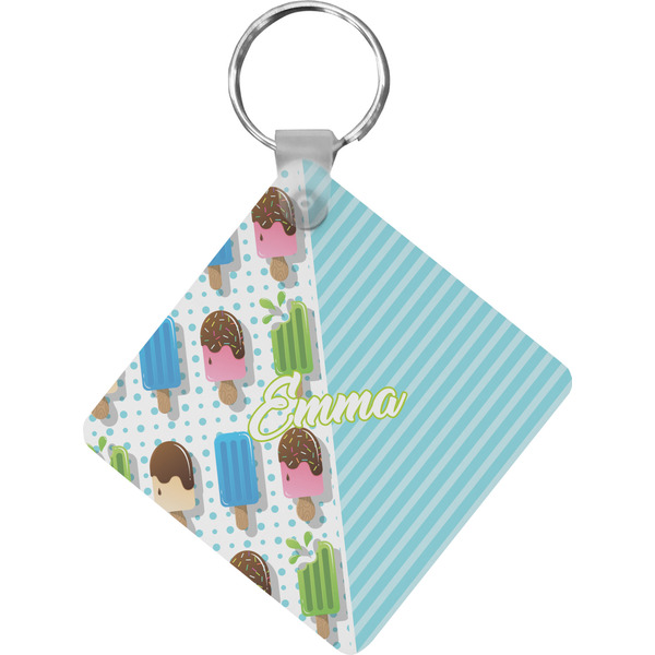 Custom Popsicles and Polka Dots Diamond Plastic Keychain w/ Name or Text