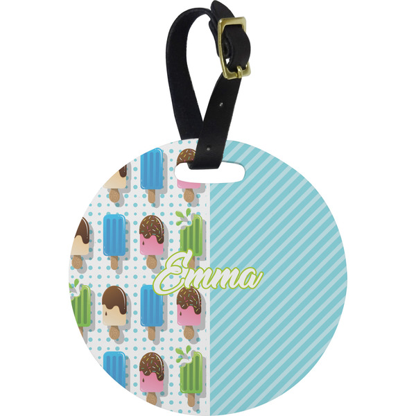 Custom Popsicles and Polka Dots Plastic Luggage Tag - Round (Personalized)