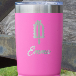 Popsicles and Polka Dots 20 oz Stainless Steel Tumbler - Pink - Double Sided (Personalized)