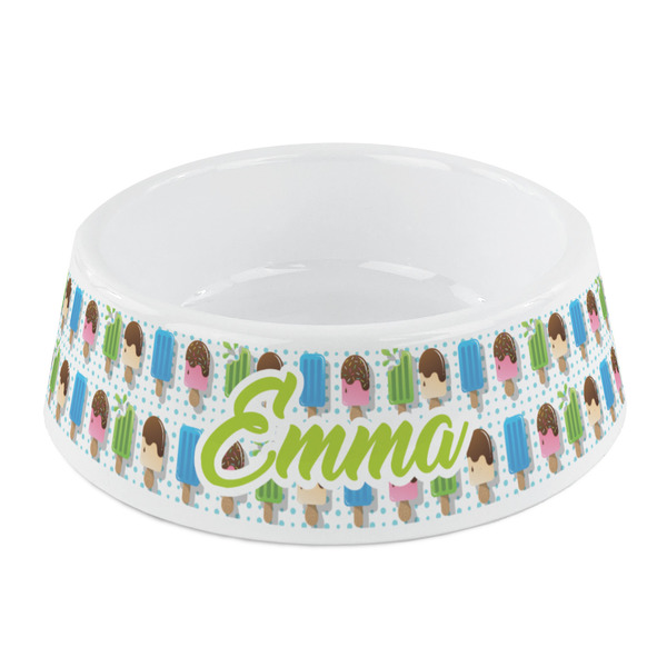 Custom Popsicles and Polka Dots Plastic Dog Bowl - Small (Personalized)