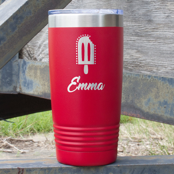 Custom Popsicles and Polka Dots 20 oz Stainless Steel Tumbler - Red - Double Sided (Personalized)