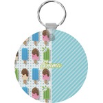 Popsicles and Polka Dots Round Plastic Keychain (Personalized)