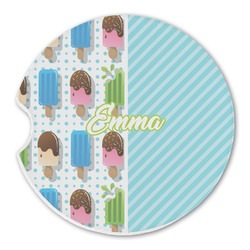 Popsicles and Polka Dots Sandstone Car Coaster - Single (Personalized)