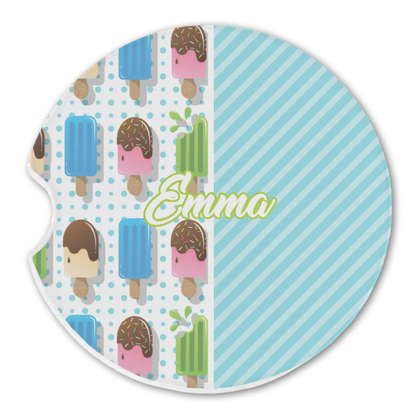 Custom Popsicles and Polka Dots Sandstone Car Coaster - Single (Personalized)