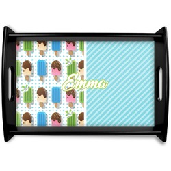 Popsicles and Polka Dots Black Wooden Tray - Small (Personalized)