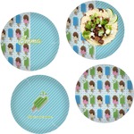 Popsicles and Polka Dots Set of 4 Glass Lunch / Dinner Plate 10" (Personalized)