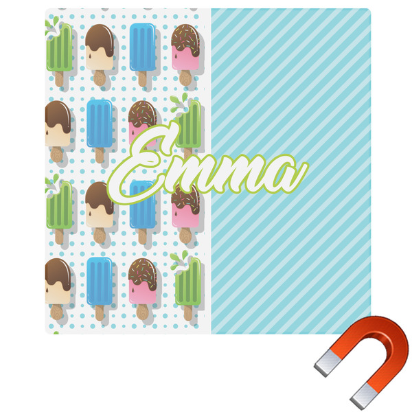 Custom Popsicles and Polka Dots Square Car Magnet - 6" (Personalized)