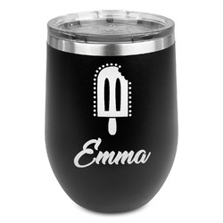 Popsicles and Polka Dots Stemless Stainless Steel Wine Tumbler - Black - Single Sided (Personalized)