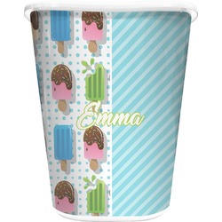 Popsicles and Polka Dots Waste Basket - Double Sided (White) (Personalized)