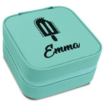 Popsicles and Polka Dots Travel Jewelry Box - Teal Leather (Personalized)