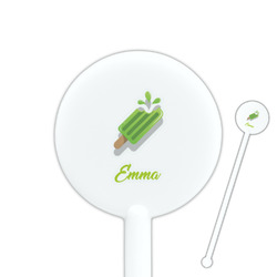 Popsicles and Polka Dots 5.5" Round Plastic Stir Sticks - White - Double Sided (Personalized)