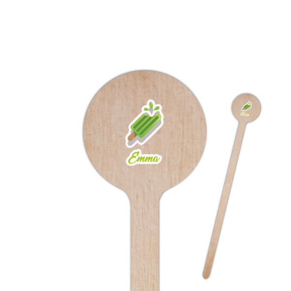 Custom Popsicles and Polka Dots 7.5" Round Wooden Stir Sticks - Single Sided (Personalized)