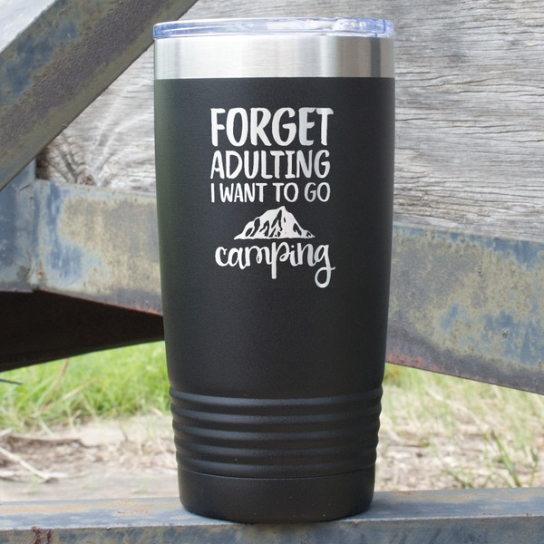 Custom Camping Quotes & Sayings 20 oz Stainless Steel Tumbler - Black - Single Sided
