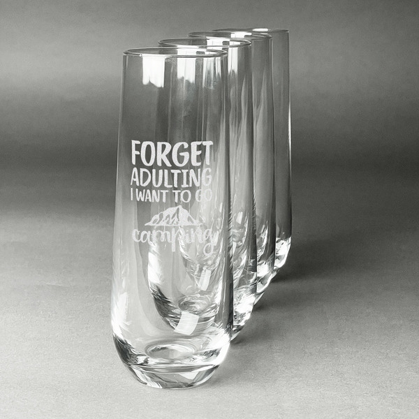 Custom Camping Quotes & Sayings Champagne Flute - Stemless Engraved - Set of 4