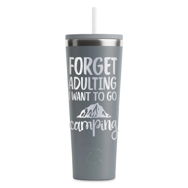 Custom Camping Quotes & Sayings RTIC Everyday Tumbler with Straw - 28oz - Grey - Double-Sided