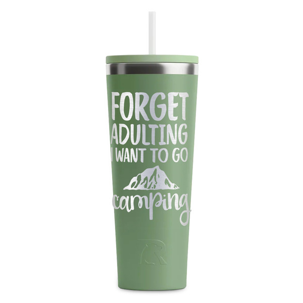 Custom Camping Quotes & Sayings RTIC Everyday Tumbler with Straw - 28oz - Light Green - Single-Sided