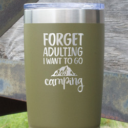 Camping Quotes & Sayings 20 oz Stainless Steel Tumbler - Olive - Double Sided