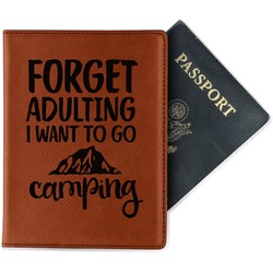 Camping Quotes & Sayings Passport Holder - Faux Leather - Single Sided