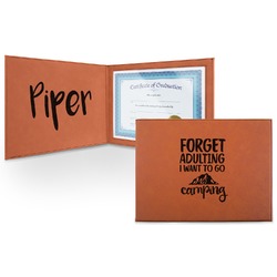 Camping Quotes & Sayings Leatherette Certificate Holder - Front and Inside