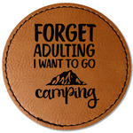 Camping Quotes & Sayings Faux Leather Iron On Patch - Round