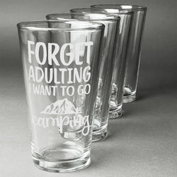 Camping Quotes & Sayings Pint Glasses - Engraved (Set of 4)