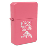 Camping Quotes & Sayings Windproof Lighter - Pink - Single Sided & Lid Engraved