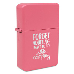 Camping Quotes & Sayings Windproof Lighter - Pink - Double Sided & Lid Engraved