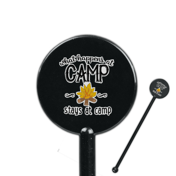 Custom Camping Sayings & Quotes (Color) 5.5" Round Plastic Stir Sticks - Black - Single Sided
