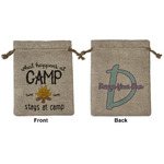 Camping Sayings & Quotes (Color) Medium Burlap Gift Bag - Front & Back