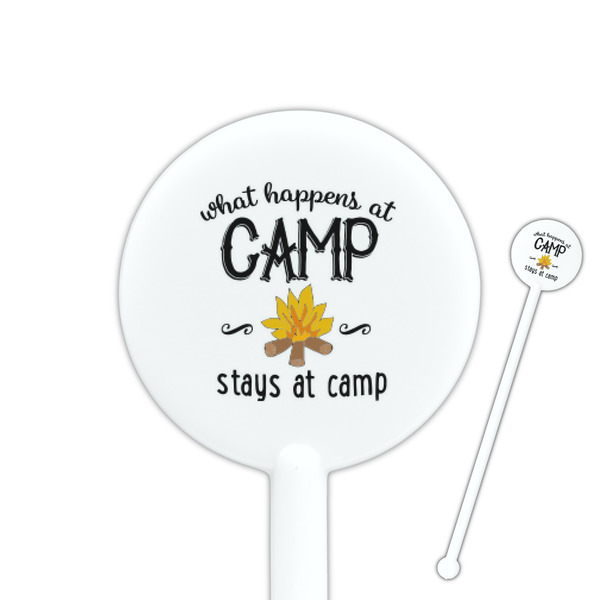 Custom Camping Sayings & Quotes (Color) 5.5" Round Plastic Stir Sticks - White - Double Sided