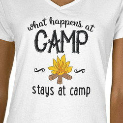 Camping Sayings & Quotes (Color) Women's V-Neck T-Shirt - White