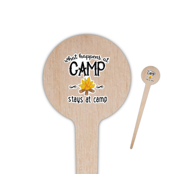 Custom Camping Sayings & Quotes (Color) 4" Round Wooden Food Picks - Single Sided