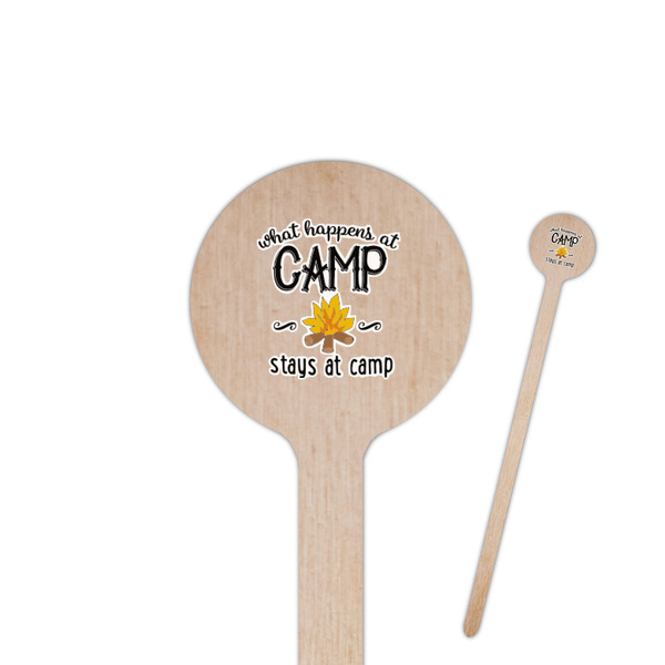 Custom Camping Sayings & Quotes (Color) 7.5" Round Wooden Stir Sticks - Double Sided