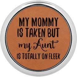 Aunt Quotes and Sayings Set of 4 Leatherette Round Coasters w/ Silver Edge