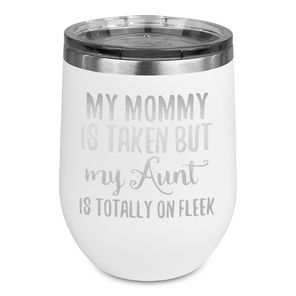 Custom Aunt Quotes and Sayings Stemless Stainless Steel Wine Tumbler - White - Double Sided