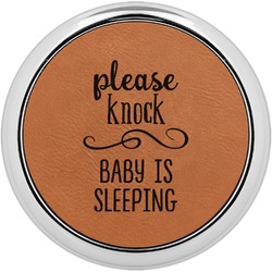 Baby Quotes Leatherette Round Coaster w/ Silver Edge - Single or Set