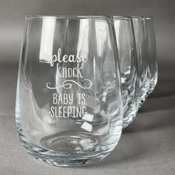 Baby Quotes Stemless Wine Glasses (Set of 4)