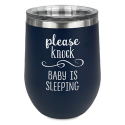 Baby Quotes Stemless Stainless Steel Wine Tumbler - Navy - Single Sided