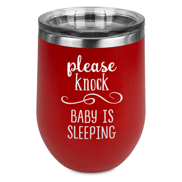 Custom Baby Quotes Stemless Stainless Steel Wine Tumbler - Red - Double Sided