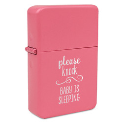 Baby Quotes Windproof Lighter - Pink - Single Sided & Lid Engraved