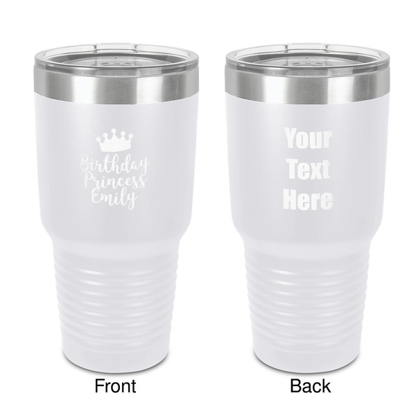 Custom Birthday Princess 30 oz Stainless Steel Tumbler - White - Double-Sided (Personalized)