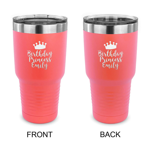 Custom Birthday Princess 30 oz Stainless Steel Tumbler - Coral - Double Sided (Personalized)