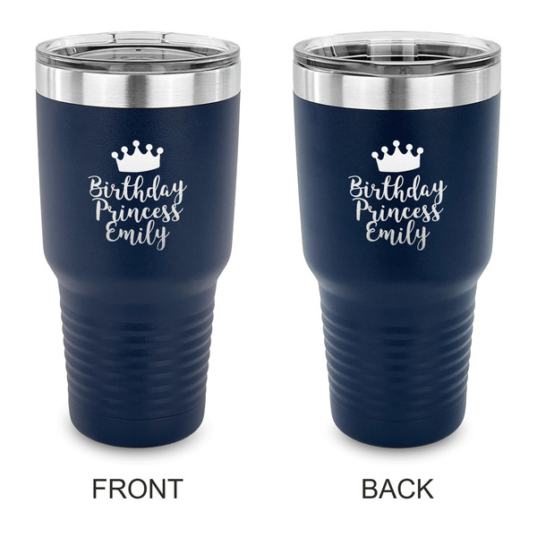 Custom Birthday Princess 30 oz Stainless Steel Tumbler - Navy - Double Sided (Personalized)