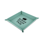 Birthday Princess Faux Leather Dice Tray - 6" x 6" - Teal (Personalized)