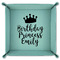 Birthday Princess 9" x 9" Teal Leatherette Snap Up Tray - FOLDED